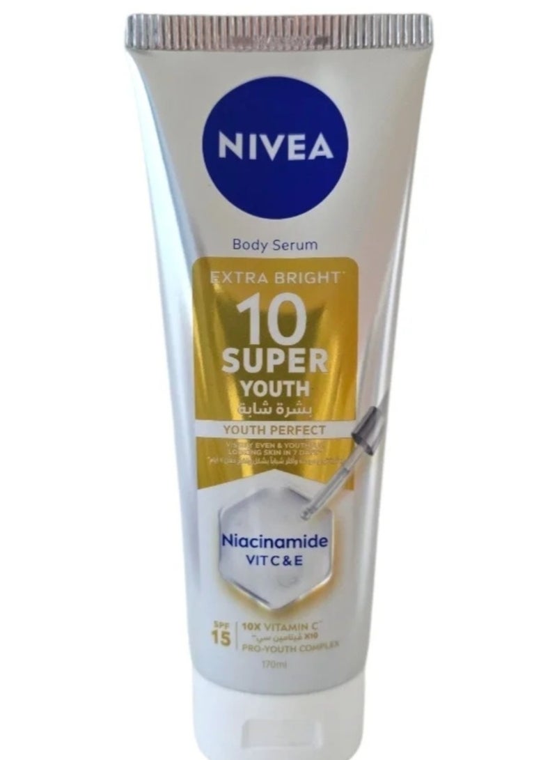 سيروم للجسم فائق الإشراق، غني بالنياسيناميد وفيتامينات C و E، 170 مل